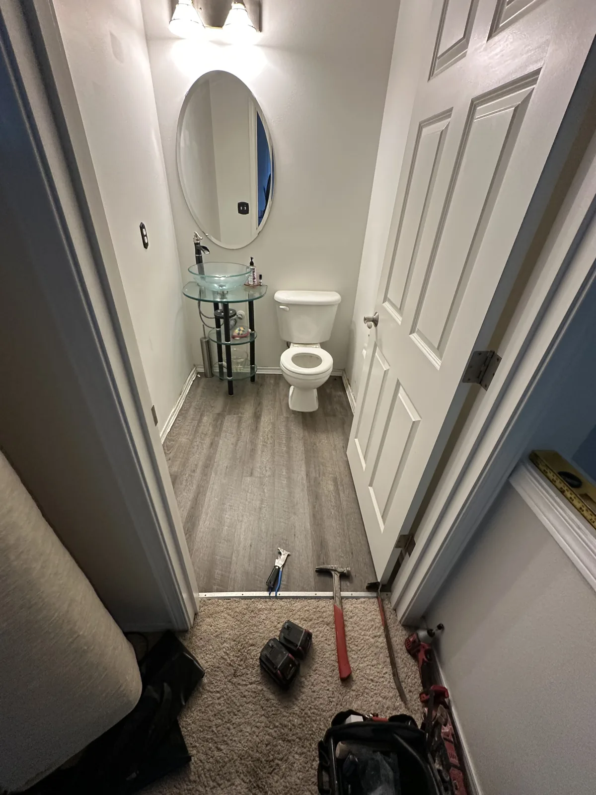 Mountlake Terrace: The affected bathroom before removal and drying work.